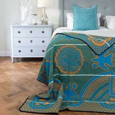 Kharetsa Aloe Blanket (Cobalt / Yolk / white stripe)